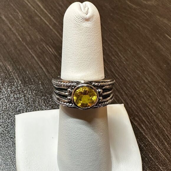 Round cut, faceted citrine solitaire ring in solid sterling silver! - Picture 11 of 12